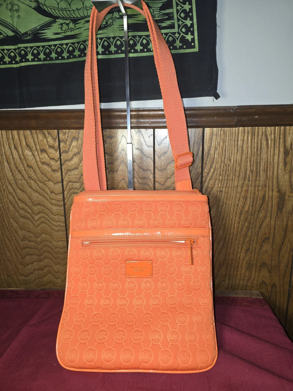 Michael Kors Orange Embossed Crossbody Bag